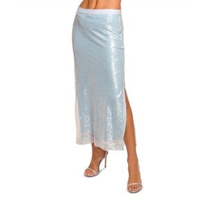 Ramy Brook Annita Sequined Maxi Skirt Dream Blue Size 6‎